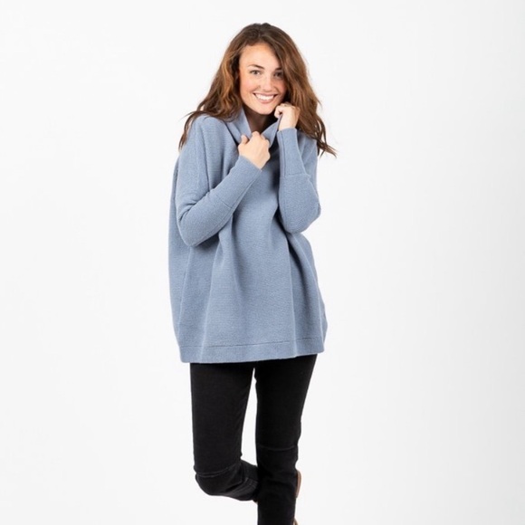 Free People Ottoman Slouchy Tunic Sweater Blue - Picture 5 of 13